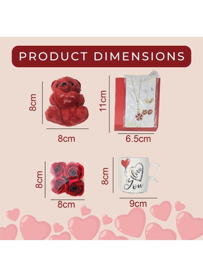 المنزل الذكي مجموعة هدايا عيد الحب من هوم سمارت - كوب حب سعة 200 مل مع وردة ودبدوب ومجوهرات. هدية مثالية للصديق أو الزوجة أو الزوج. مناسبة لعيد الحب والذكرى السنوية وأعياد الميلاد. - Image 2